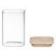 Lot de 4 bocaux empilables en verre et couvercle en bois 0,5/1L - Transparent