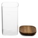 Bocal hermétique en verre et couvercle en bois d'acacia 1,3L - Transparent