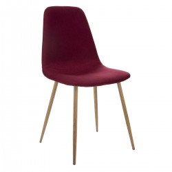 Chaise en tissu pieds imitation chêne ROKA - Rouge pourpre