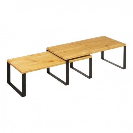 Lot de 2 étagères de rangement gigognes en bambou BLACKWOOD - Bambou
