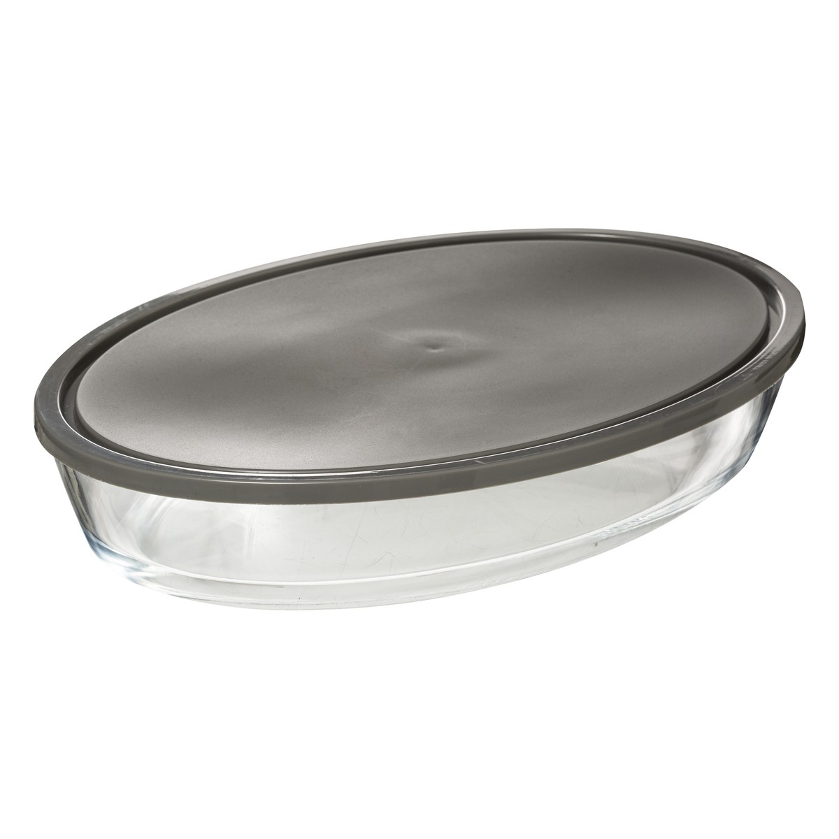 Plat à four ovale en verre avec couvercle 30X21cm KEEPEAT - Gris
