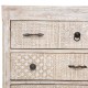 Commode 12 tiroirs en bois de manguier AJAY - Bois blanchi avec motifs sculptés