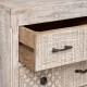 Commode 12 tiroirs en bois de manguier AJAY - Bois blanchi avec motifs sculptés