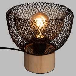 Lampe en métal et bois H18,5cm EWAN - Noir