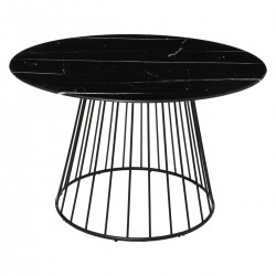 Table à dîner en verre trempé effet marbre D120cm RAYO, ARTIFICE - Noir