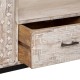 Meuble TV en bois de manguier AJAY - Bois blanchi avec motifs sculptés