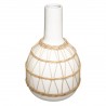 Vase en céramique avec filet en rotin H29cm - Blanc