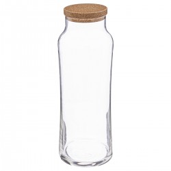 Carafe en verre avec bouchon 1L SLIM, SPRING WATER - Transparent