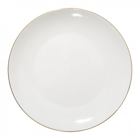Assiette plate en porcelaine D27cm PETIT SALON - Blanc contour doré