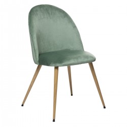 Chaise en velours pieds imitation hêtre SLANO - Vert céladon