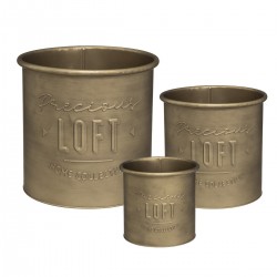 Lot de 3 pots en acier PRECIOUS LOFT - Doré brossé