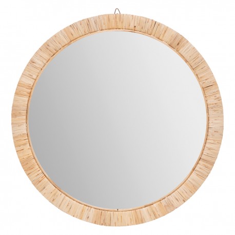 Miroir rond en rotin D60cm MELANY - Beige