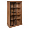 Bibliothèque en bois avec vitrine en verre trempé DANIK - Bois marron