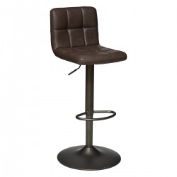 Chaise de bar ajustable en simili-cuir design vintage DELEK - Marron tonka