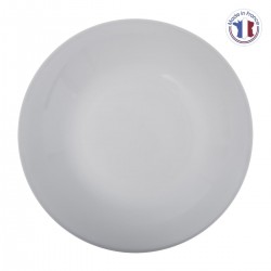Assiette plate ronde en verre opale trempé D25cm JEANNE - Blanc