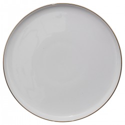 Assiette plate en porcelaine D27cm SUBLIMA - Blanc contour doré