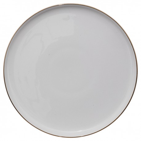 Assiette plate en porcelaine D27cm SUBLIMA - Blanc contour doré
