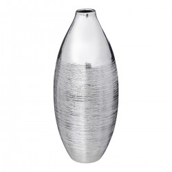 Vase en céramique strié H38cm - Argent