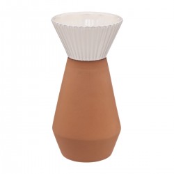 Vase en terre cuite H22cm ALICANTE - Terracotta et blanc