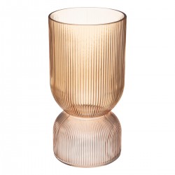 Vase en verre côtelé bicolore H24,5cm - Ambre