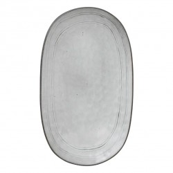 Assiette plate ovale en céramique 37X21cm FLOWER FACTORY - Gris crème
