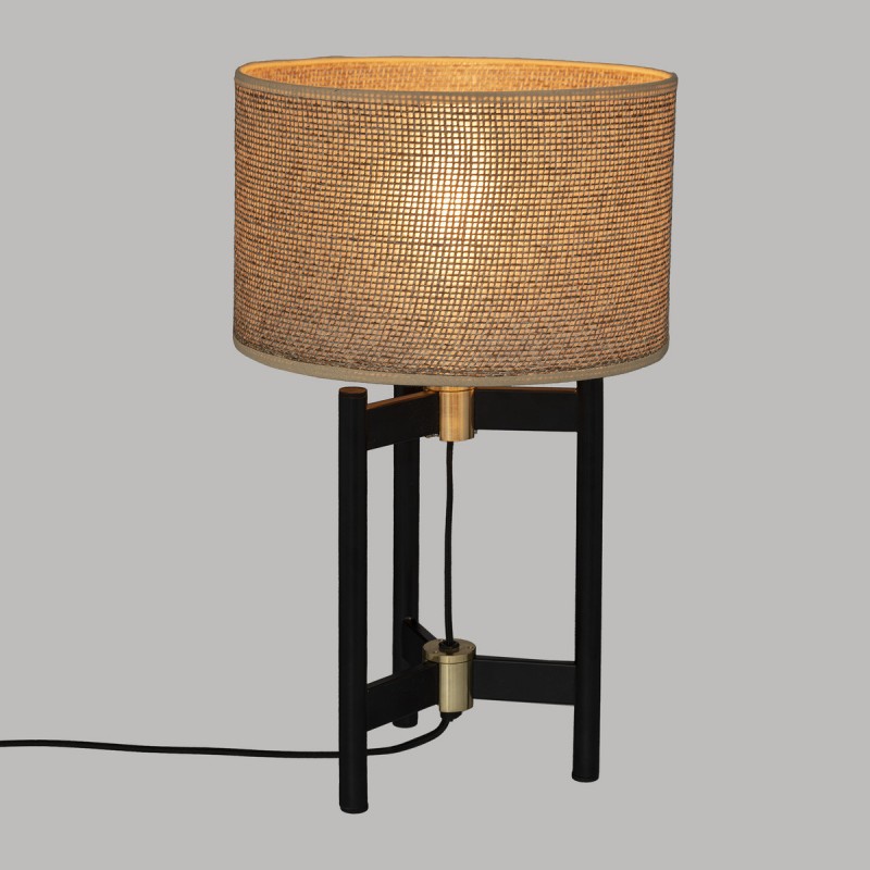 Lampe trépied en bambou et métal H58.5cm - RETIF
