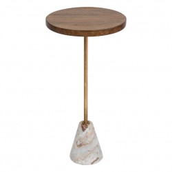 Table à café en bois et marbre NEITH - Marron et beige