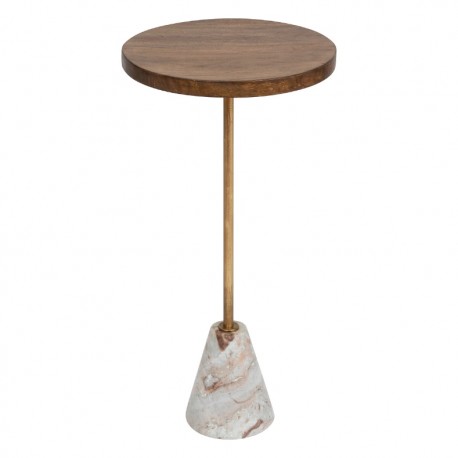 Table à café en bois et marbre NEITH - Marron et beige