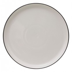 Assiette plate en porcelaine D27cm ALIX - Blanc contour noir