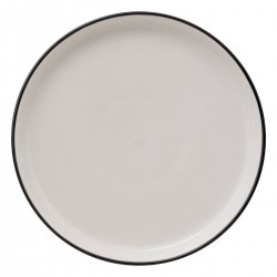 Assiette de dessert en porcelaine D20cm ALIX - Blanc contour noir