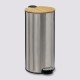 Poubelle ronde en inox couvercle en bambou 30L MODERN COLOR - Argent