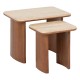 Lot de 2 tables à café en travertin et acacia JIVAN - Marron