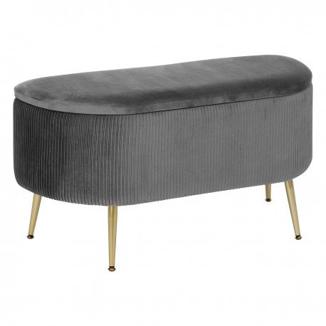 Banquette coffre en velours SOLARO - Gris