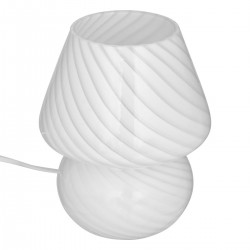 Lampe champignon en verre H18cm CARA - Blanc