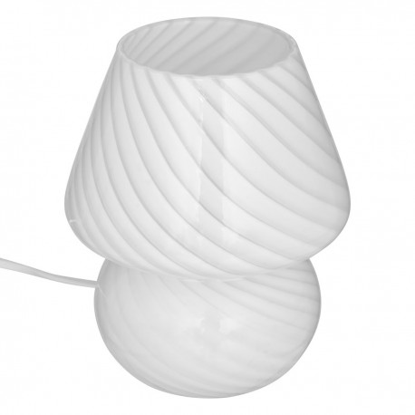 Lampe champignon en verre H18cm CARA - Blanc