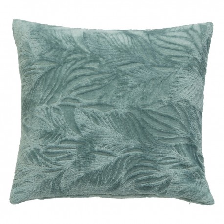 Coussin flanelle feuilles en relief 40X40cm RYO - Bleu clair