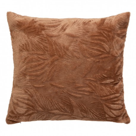 Coussin flanelle feuilles en relief 40X40cm RYO - Terracotta