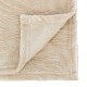 Plaid flanelle feuilles en relief 125X150cm ROY - Beige lin