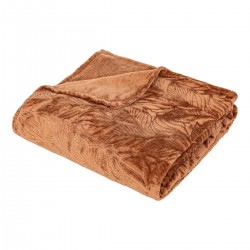 Plaid flanelle feuilles en relief 180X230cm ROY - Terracotta