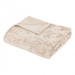 Plaid flanelle feuilles en relief 180X230cm ROY - Beige lin