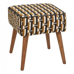 Tabouret à motifs CHIARA - Noir et ocre