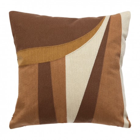 Coussin déhoussable brodé 45X45cm HARY - Marron