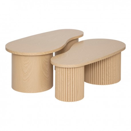 Lot de 2 tables basses gigognes SOLEYA - Naturel