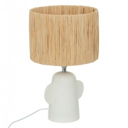 Lampe en céramique et raphia H38cm RAIA - Blanc