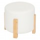 Pouf en bouclette pieds en bambou BANSA - Blanc