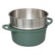 Cocotte en fonte d'aluminium avec panier à vapeur D24cm - Vert