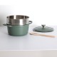 Cocotte en fonte d'aluminium avec panier à vapeur D24cm - Vert