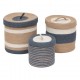 Lot de 3 paniers en jute avec couvercle OCÉANE - Beige et bleu