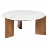 Table basse en bois de manguier et marbre NANDA - Marron et blanc