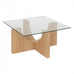 Table basse en verre et bois 85X85cm ETINI - Transparent